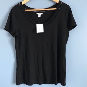 NWT RW&Co. Black T-Shirt with Neck Detail